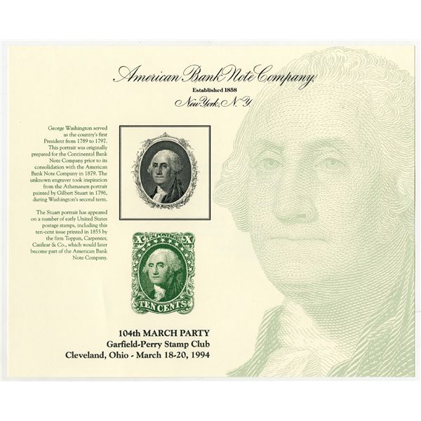 Garfield-Perry Stamp Club 1994, 104th March Party, George Washington Intaglio Portrait used on 1855 