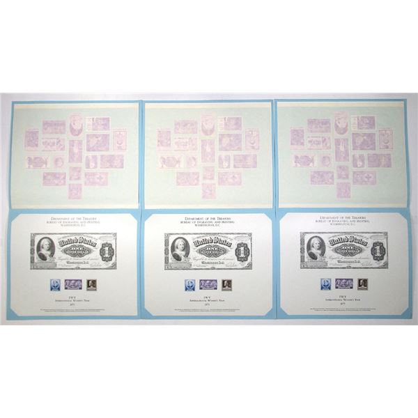 International Women's Year, 1975, Lot of 3 Folders with Souvenir cards and Additional Items.