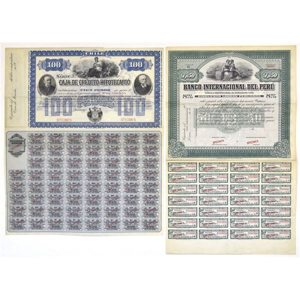 Chile. Caja De Credito Hipotecario & Banco Internacional Del Peru, ND (1900s to 1920s), Specimen Bon