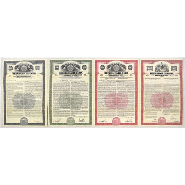 Cuba . Republica de Cuba, 1949 to 1954, Specimen Coupon Bond Quartet.