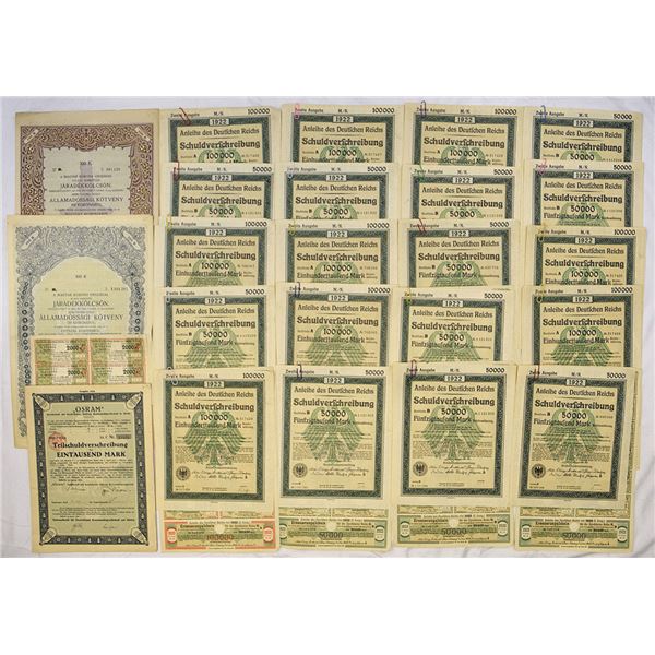Germany & Austria-Hungary, 1922, Hyperinflation & War-Era Loan Assortment.