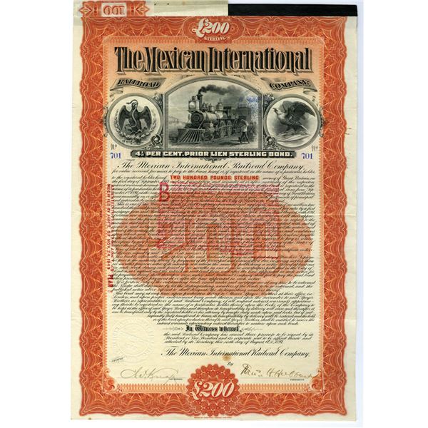 Mexico. Mexican International Railroad Co. 1897 I/U 4 1/2% Sterling Coupon Bond.