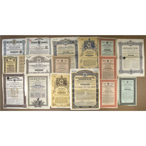Russia Collection of Circulating Bonds, 1880 to 1927.