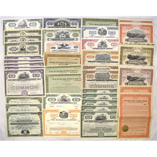 Manufacturing, Agriculture, City, and Various Corporate Entities Stock and Bond Assortment, ca.1912-