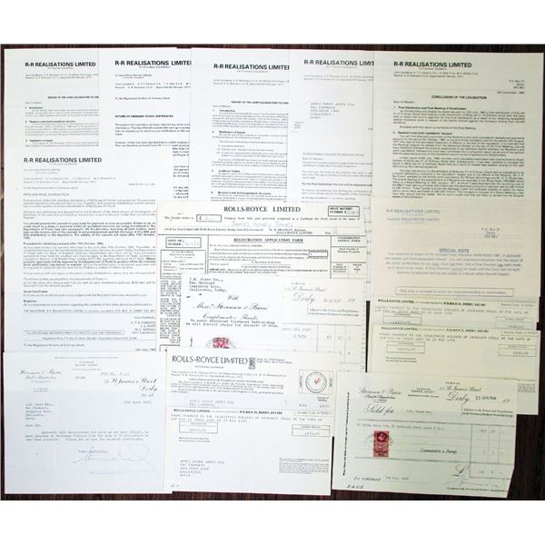 U.K., Rolls-Royce Ltd. Liquidation Documents Group Lot, 1964-1982