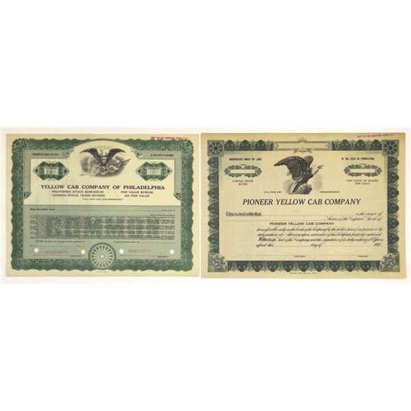 DE & PA. Yellow Cab Co. of Philadelphia and Pioneer Yellow Cab Co., ND (1910 to 1930s), Specimen Sto