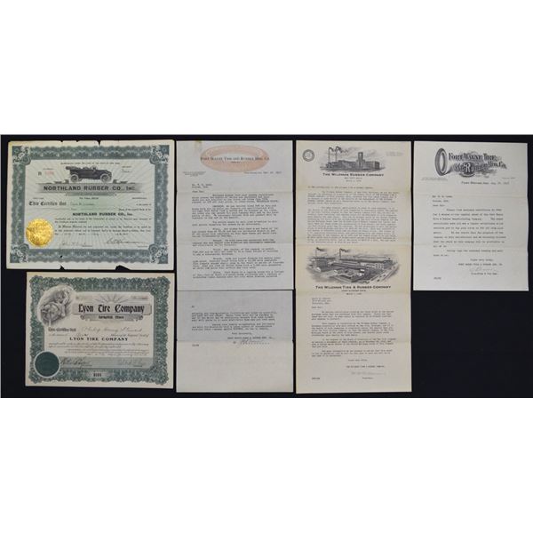 Tire and Rubber Firms Correspondence & Certificates, 1913 to 1927