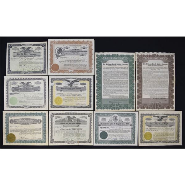 Tire, Rubber, and Auto-Related Companies, 1917 to 1955, Issued Stock Assortment.