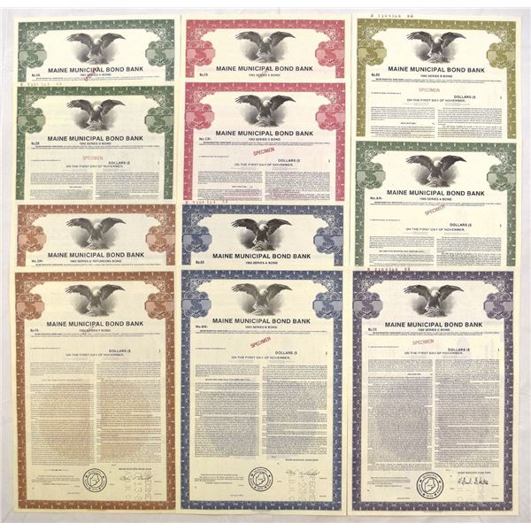 ME. Maine Municipal Bond Bank, 1982 and 1983, Specimen Bond Collection