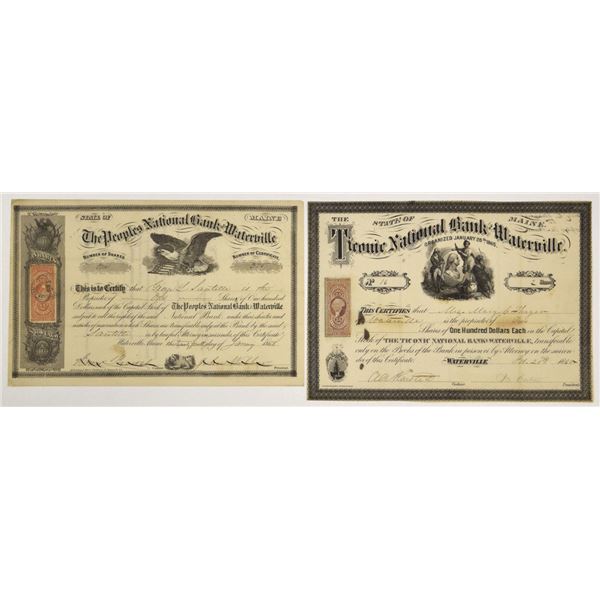 ME. Peoples National Bank of Waterville and Ticonic National Bank of Waterville, 1865 and 1868, Issu