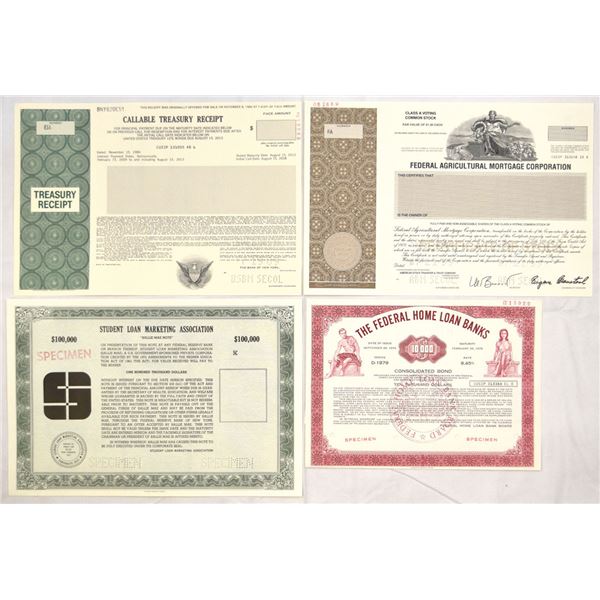 D.C., Federal Finance & Housing Securities, 1973 to 1999, Specimen Stocks and Bonds.