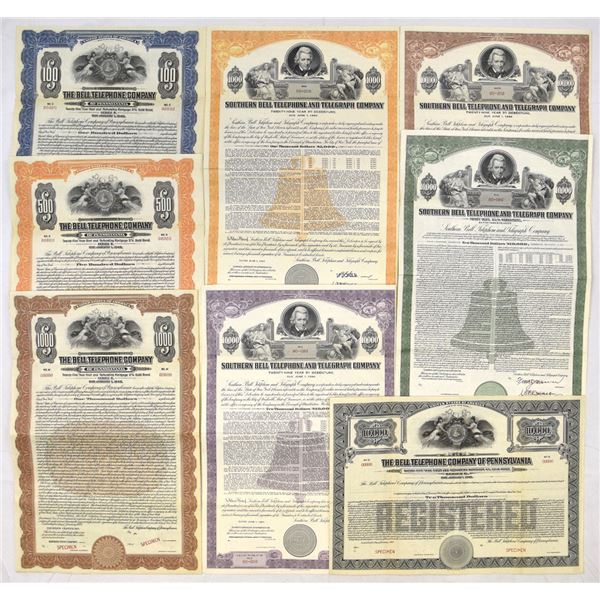 NY. PA. Southern Bell and Bell Telephone Co. of Pennsylvania, 1923 to 1957, Specimen Bond Collection