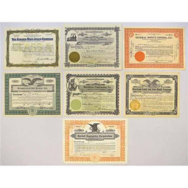 Consumer and Industrial Collection of Issued Stock Certificates, 1907 to 1930