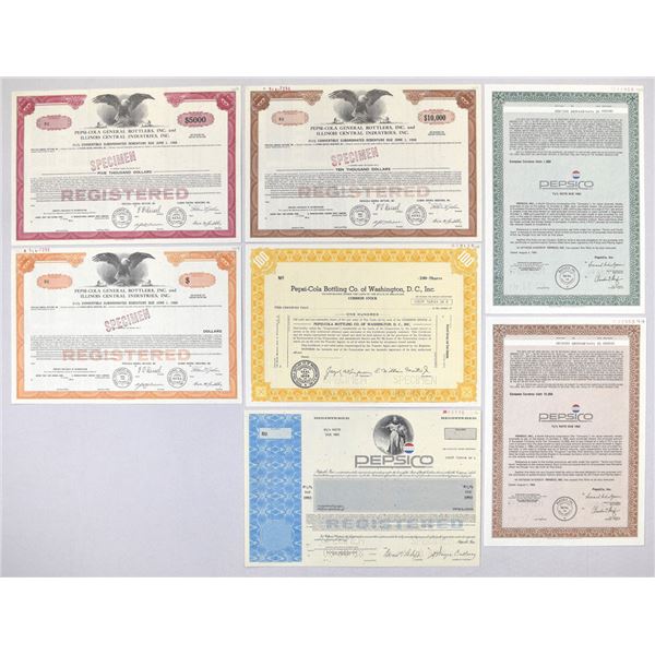 DE. Pepsi-Cola General Bottlers, Inc. and PepsiCo, Inc., 1980s to 1990s, Specimen Certificate Assort
