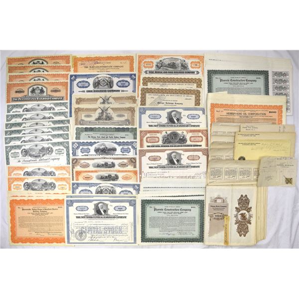 Pennsylvania and North-Eastern States, Industrial and Manufacturing Issued Stock and Bond Assortment