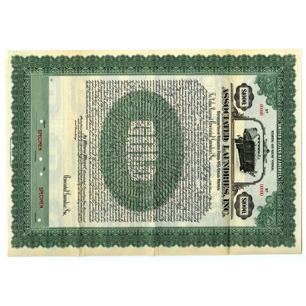 NY. Associated Laundries, Inc., ND (ca.1920s), Specimen Bond.