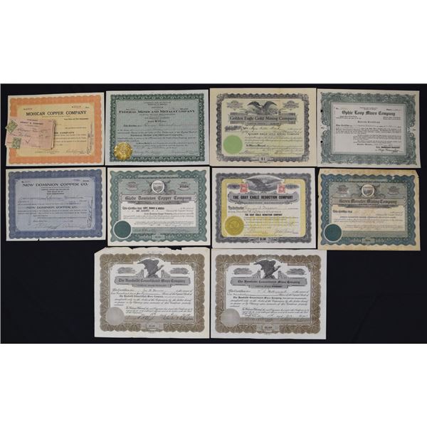 AZ. Early Copper, Gold & Western Mining Securities Lot, early 1900s