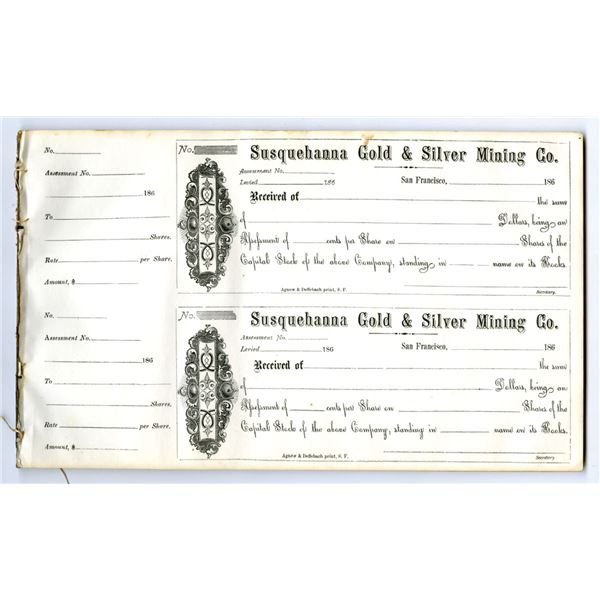 CA. Susquehanna Gold & Silver Mining Co., ND (1860s), Stock Assessment Ledger Book of 100 Remainder 