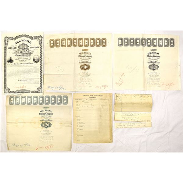 CO. Moose Mining Co., 1880, Unique Approval Proof Coupon  Bond Production File.