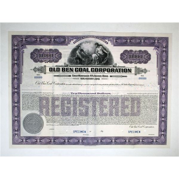 IL. Old Ben Coal Corp., 1928. $1000 Registered 6% Specimen Income Bond, VF-XF. ABNC