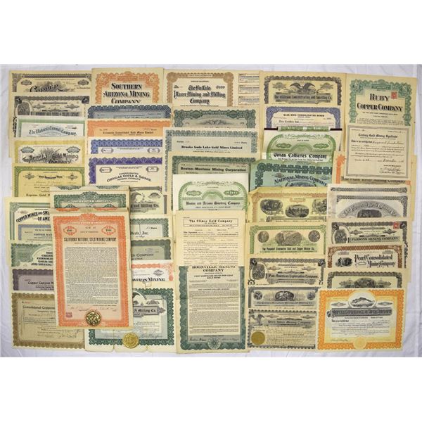 Western Mining Stock & Bond Certificate Assortment, 1880s to 1930s