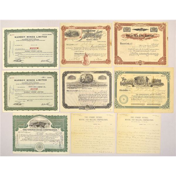 Western U.S. Mining Stock Certificate Collection, 1900 to 1964.