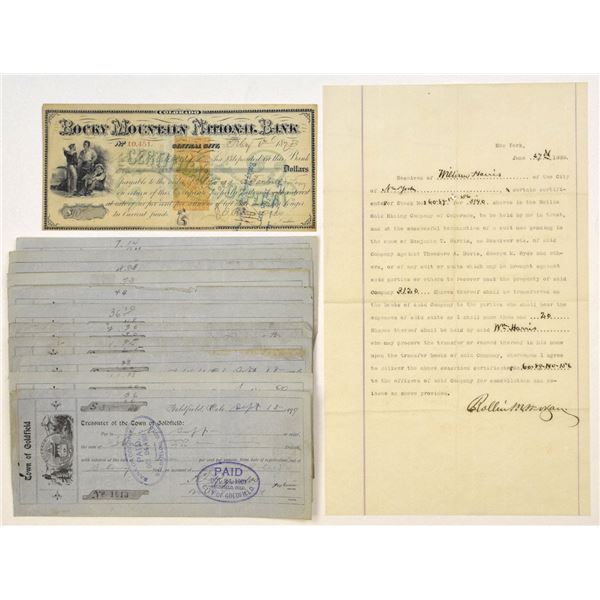 CO. Colorado Banking, Mining & Municipal Documents, 1873 to 1909
