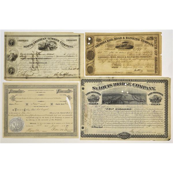 Transportation, Banking & Infrastructure Stock Certificates, 1838 to 1890
