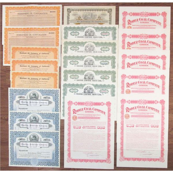 Oil and Energy Assortment of I/U and I/C Certificates, ca.1910-57