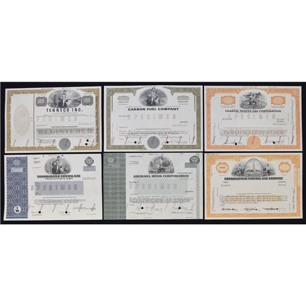 Oil and Gas Related Specimen Stock and Registered Bond Certificates, 1966 to 1986.