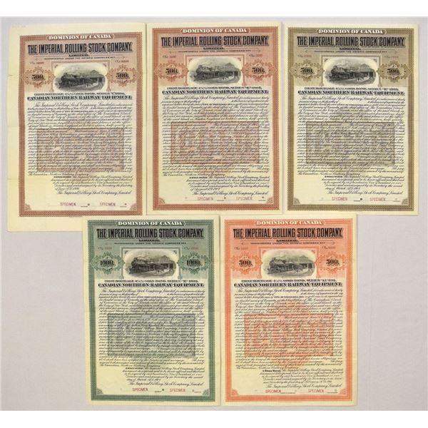 Canada. Imperial Rolling Stock Co., 1906 to 1911, Specimen Bond Quintet.