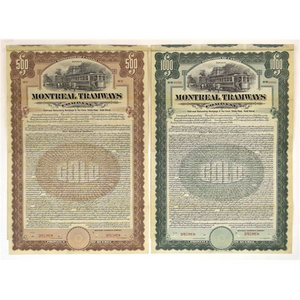 Canada. Montreal Tramways Co., 1911, Specimen Bond Pair.