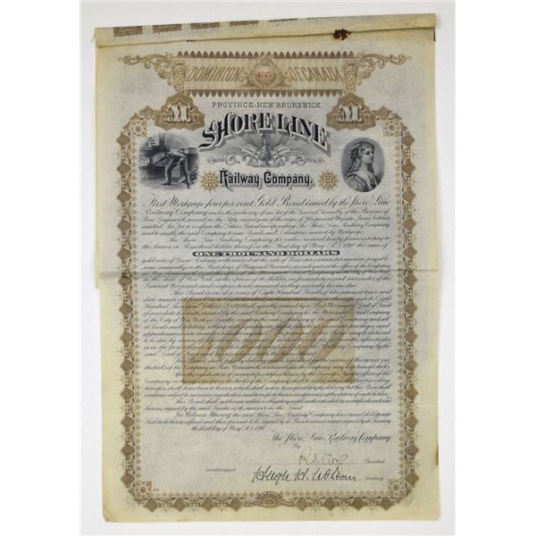 Canada. New Brunswick Shore Line Railway Co., 1890, I/U Coupon Bond.