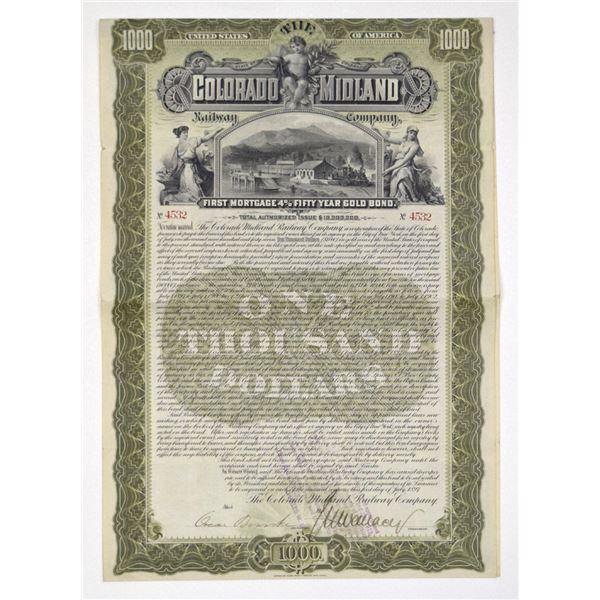 CO. Colorado Midland Railway Co., 1897, I/U 50 Year Gold Coupon Bond.