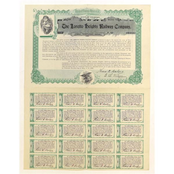 CO. Loretto Heights Railway Co., 1898, I/U Bond.