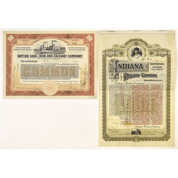 DE&IN. Indiana Railway Co. and Dayton Coal, Iron and Railway Co., 1900 to 1918, Issued Certificate P