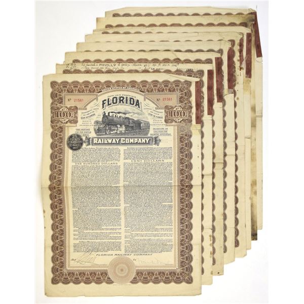 FL. Florida Railway Co., 1909, I/U Bond Assortment.