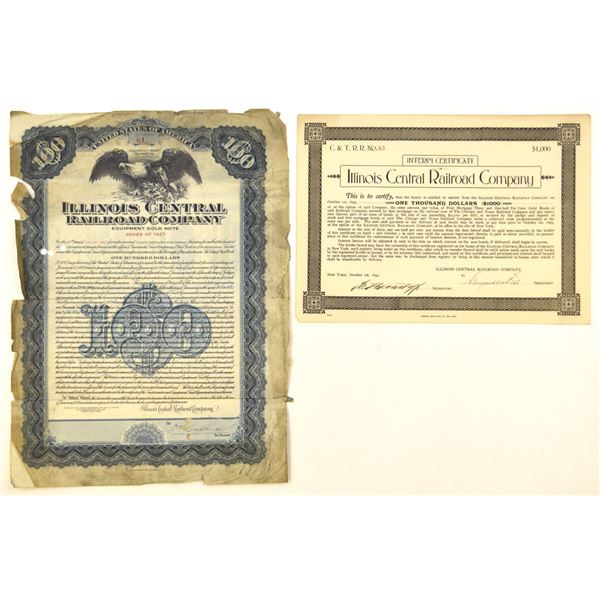 IL. Illinois Central Railroad Co., 1897 and 1920, Bond Pair.