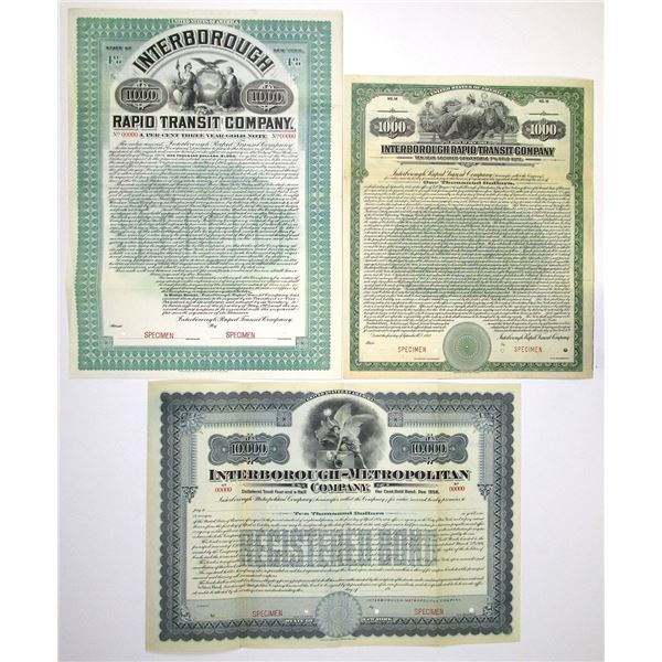 NY. Interborough Rapid Transit and Interborough Metropolitan Railroad 1905 to 1922, Specimen Registe