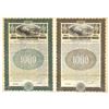 Image 1 : NY. Long Island Equipment Trust , 1917 and 1920, Specimen Gold Coupon Bond Pair, both Unlisted in Co
