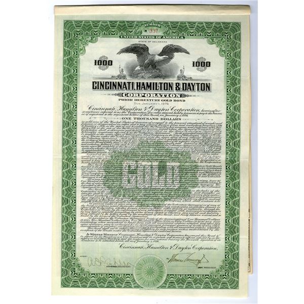 OH. Cincinnati, Hamilton & Dayton Corp., 1926, Issued Bond.