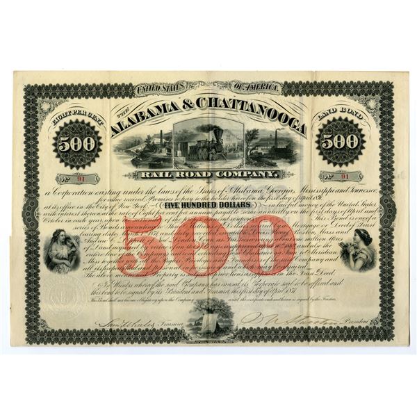 Alabama & Chattanooga Rail Road Co., 1871, I/U Bond.