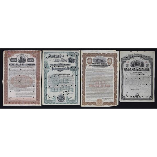 Midwest America I/C Railroad Bond Assortment, 1884 to 1927.