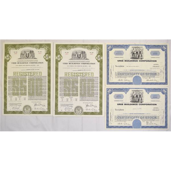 NY. Uris Building 1969 to 1974, I/C Stock and Bond Quartet.