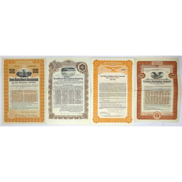 Mid Atlantic Real Estate & Development Bond Assortment, ca.1910 to 1920s.
