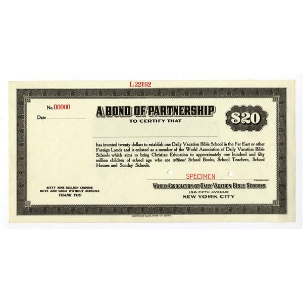 NY. World Association of Daily Vacation Bible Schools Bond of Partnership, ND (1940s to 1960s)