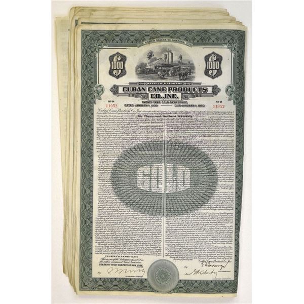 Cuba. Cuban Cane Products Co., Inc. 1930, I/U Bond Assortment.