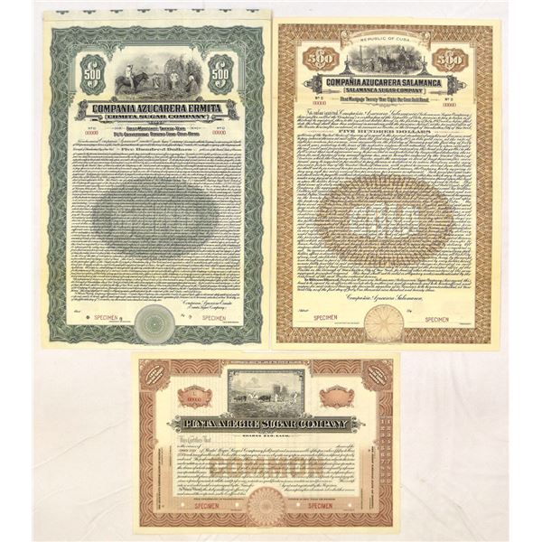 Sugar Companies Specimen Stock and Bond Trio, ca.1920 to 1923