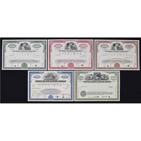 CA. OR. NV. West Cost Utility and Power Specimen Stock and Registered Stock and Bob Certificates, 19