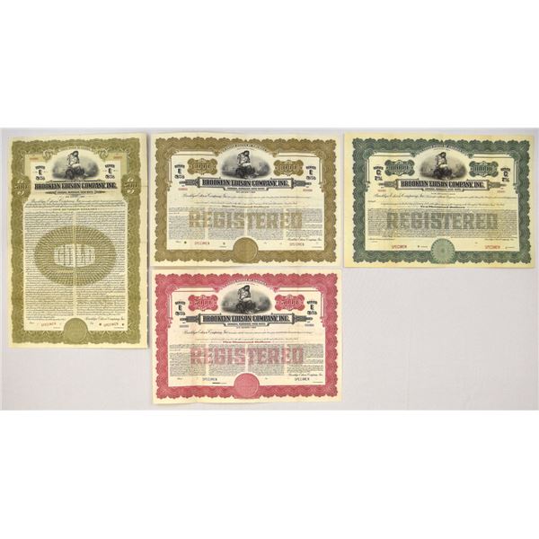 NY. Brooklyn Edison Co. Inc., 1919 to 1932, Specimen Bond Quartet.
